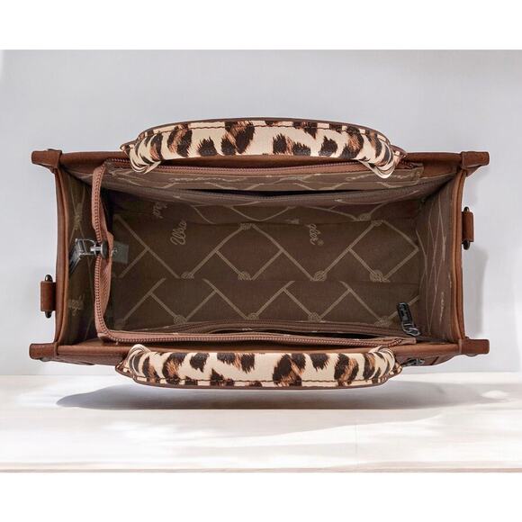 Wrangler Brown Leopard Print Tote/Crossbody *NEW in Package* - Picture 4 of 5